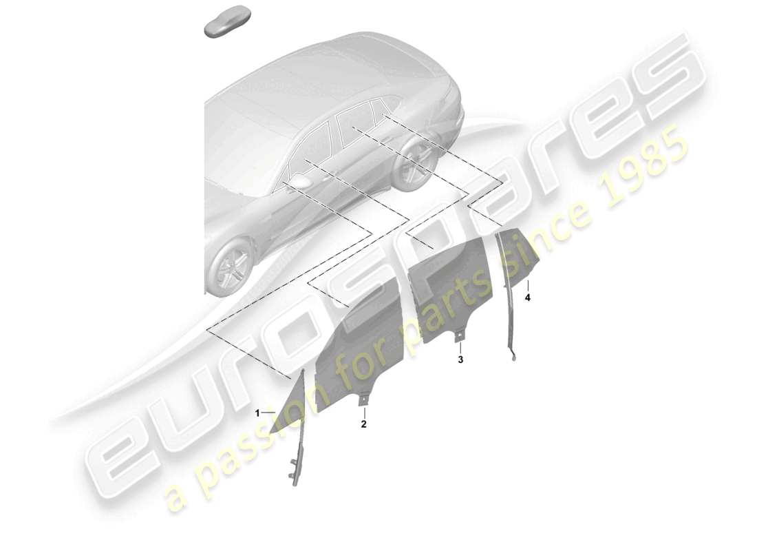 porsche 2024 (panamera 976) diagrama de piezas de la ventana de la puerta