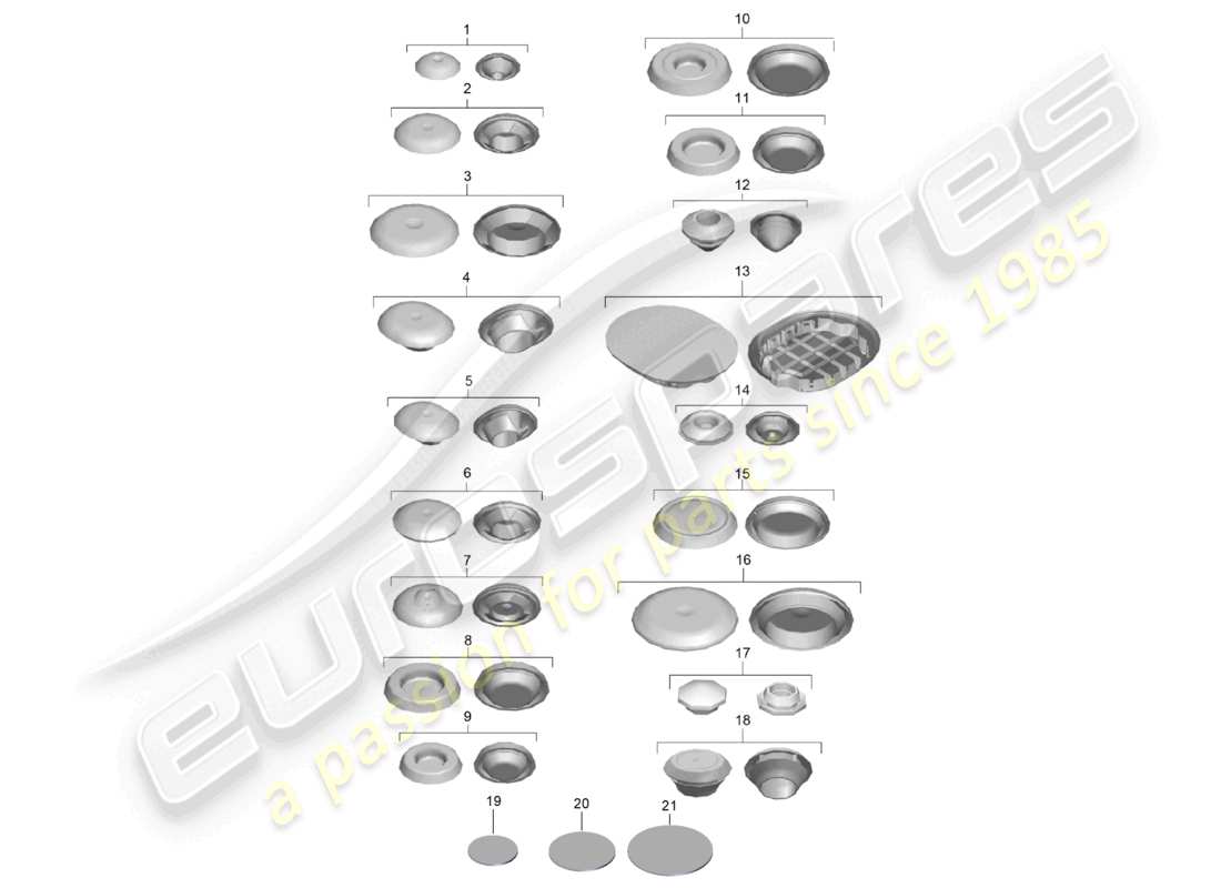 porsche 2023 (718 boxster) diagrama de piezas de tapones