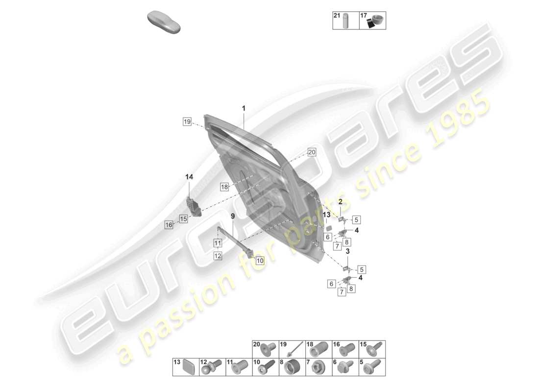 porsche 2022 (panamera 971-2) diagrama de piezas de la carcasa de la puerta trasera