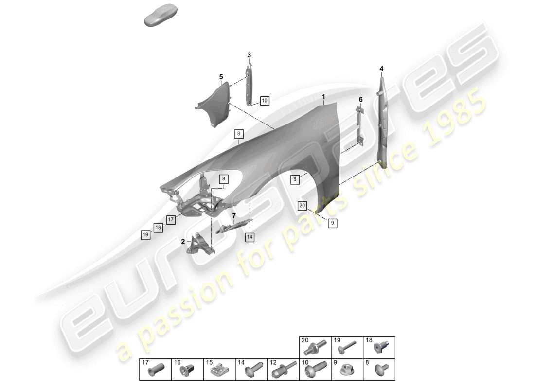 porsche 2026 (panamera 976) diagrama de piezas del ala