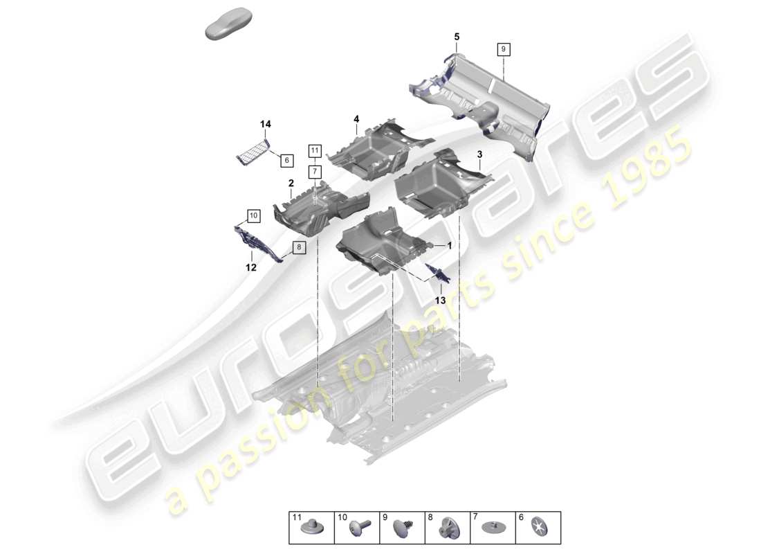 porsche 2024 (panamera 976) diagrama de piezas del piso