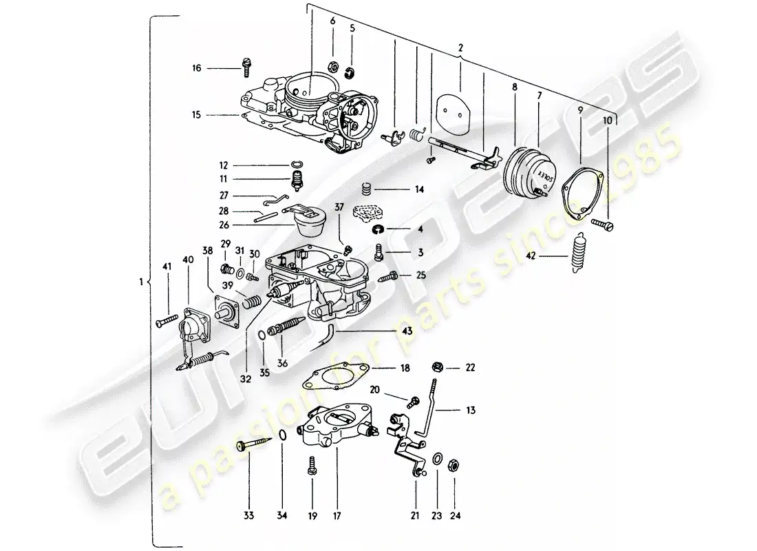 porsche 1974 (914) carburador diagrama de piezas