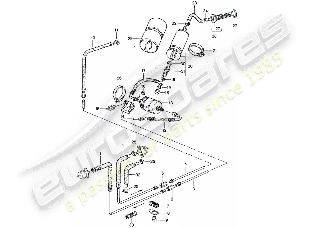 porsche 1988 (944) fuel system diagrama de piezas