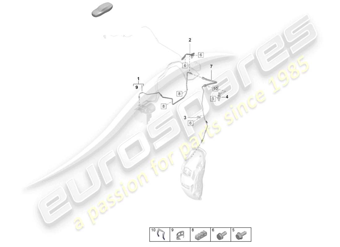 porsche 2022 (panamera 971-2) línea de freno delantera tubo de freno desde el sistema hidráulico hasta la manguera de freno diagrama de piezas