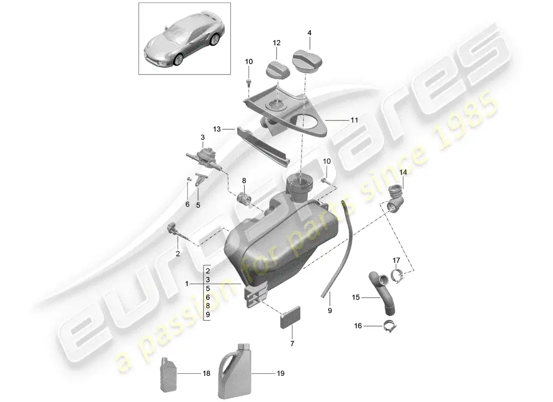 porsche 2015 (991-1 turbo) water cooling diagrama de piezas