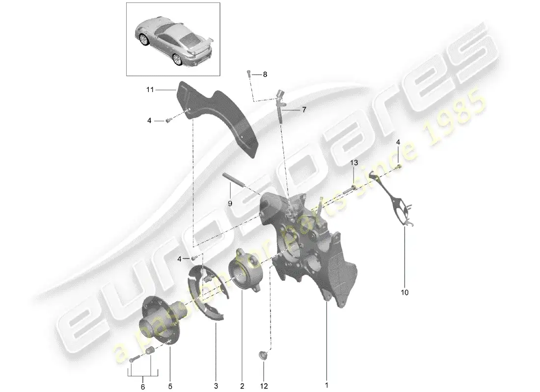 porsche 2015 (991-1 turbo) portador de ruedas diagrama de piezas