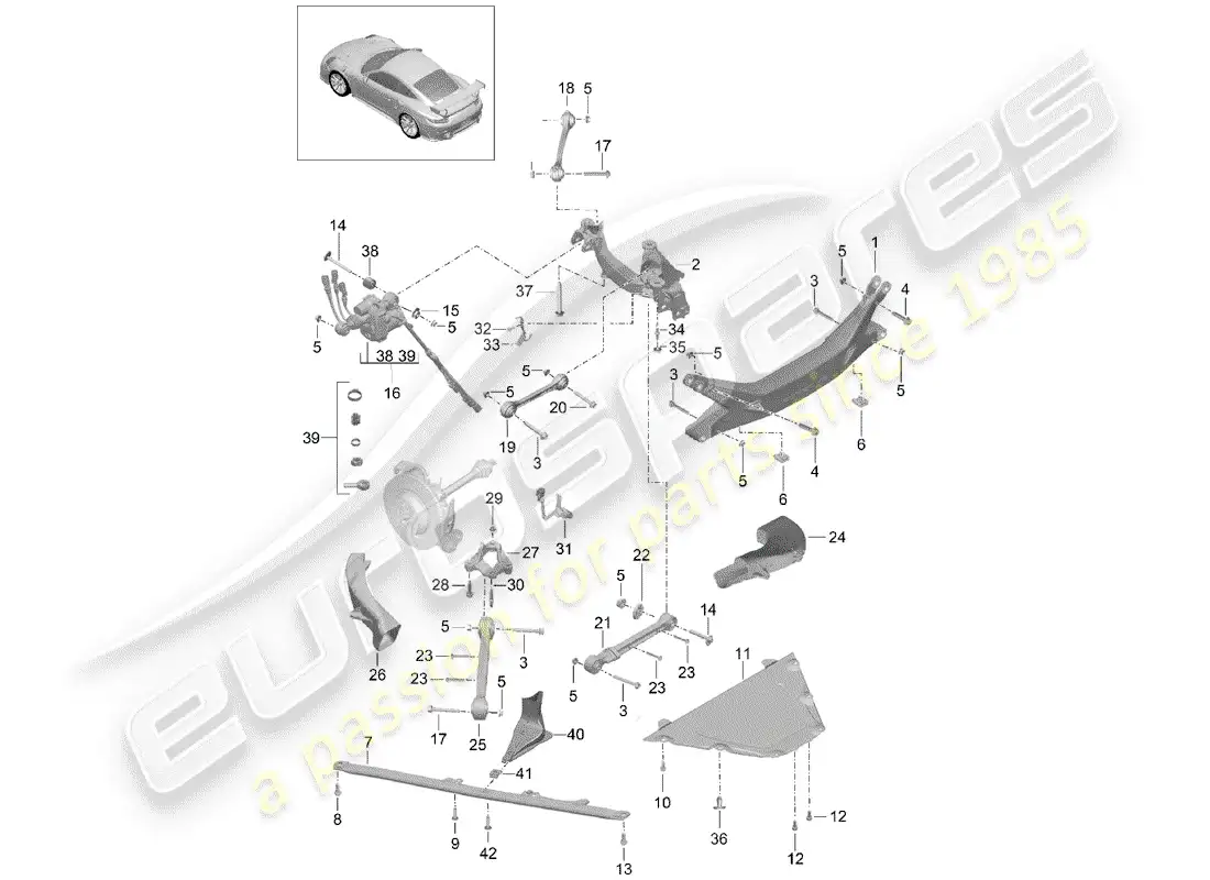 porsche 2015 (991-1 turbo) travesaño diagrama de piezas