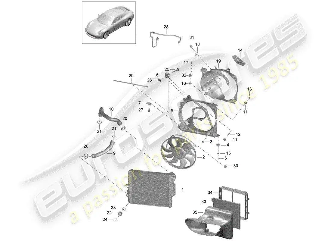 porsche 2019 (991-2) water cooling diagrama de piezas