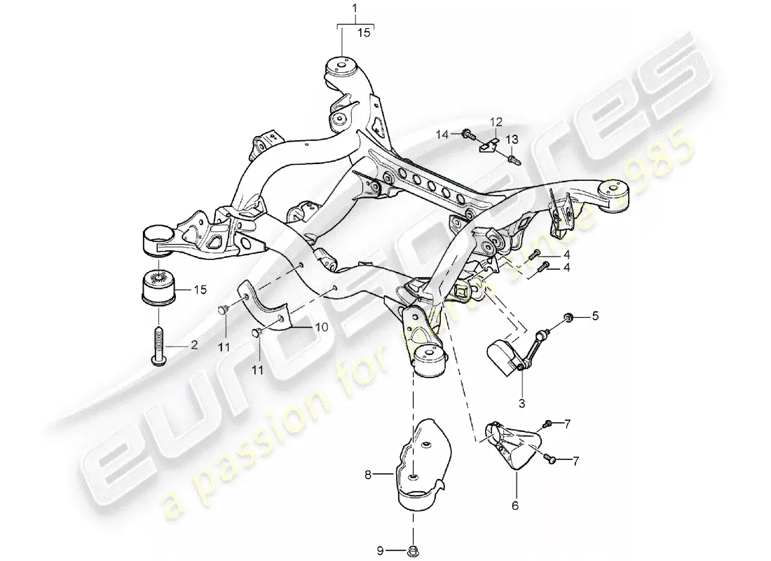 porsche 2003 (cayenne e1 9pa) eje posterior diagrama de piezas