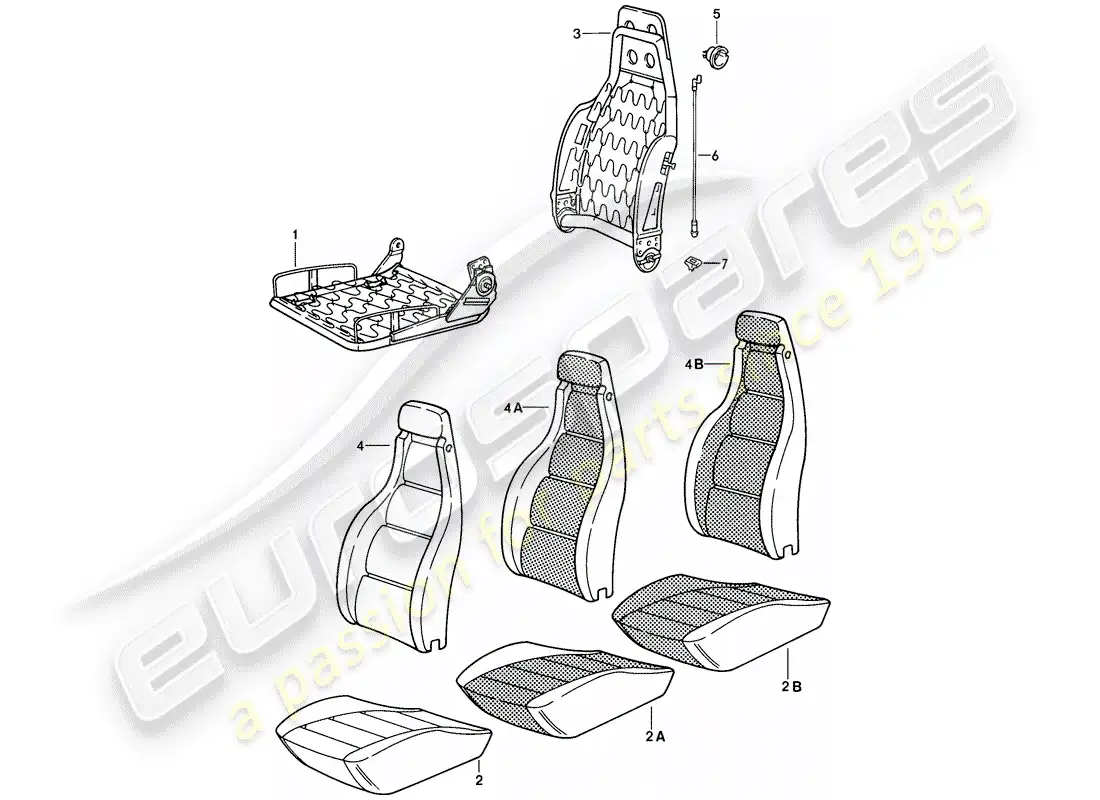 porsche 1983 (928) asiento delantero - piezas únicas - d >> - mj 1984 diagrama de piezas
