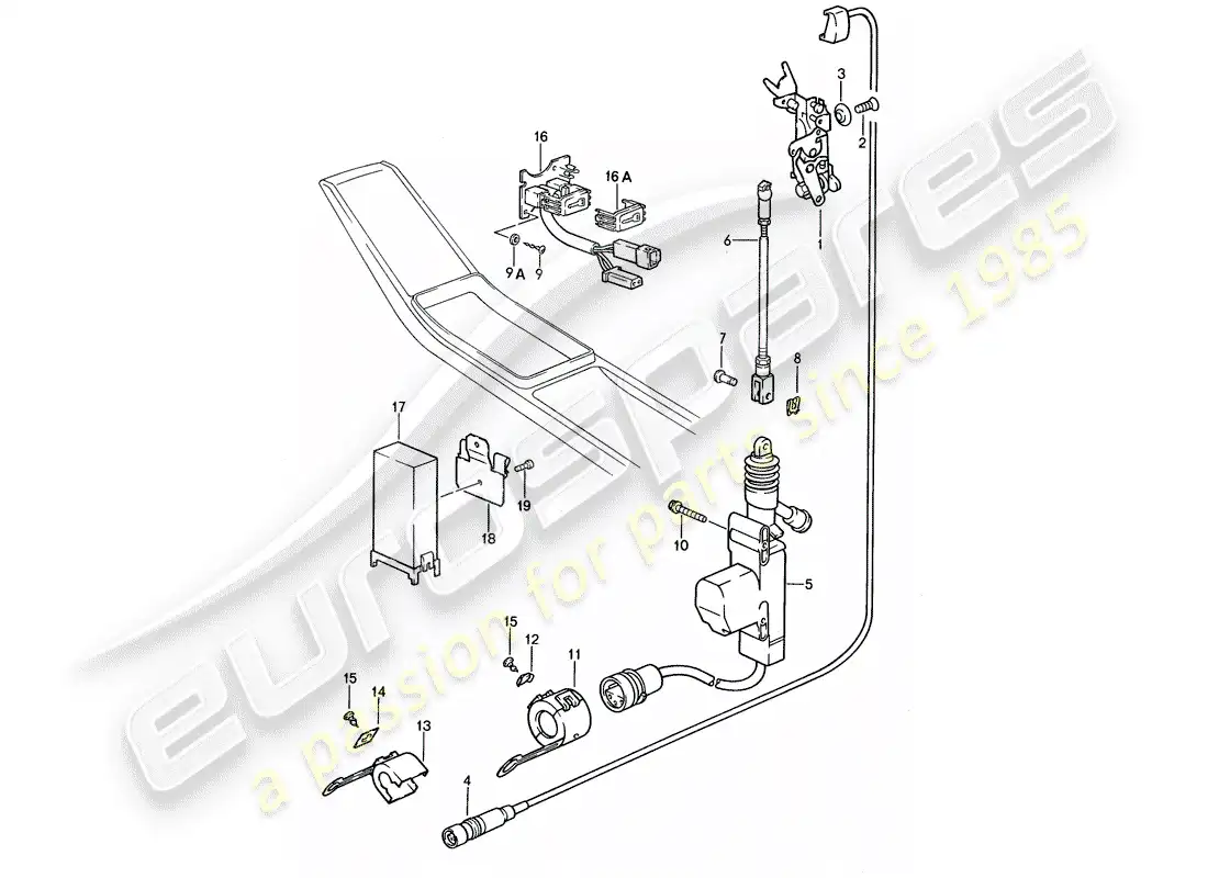 porsche 1987 (959) sistema de cierre centralizado diagrama de piezas