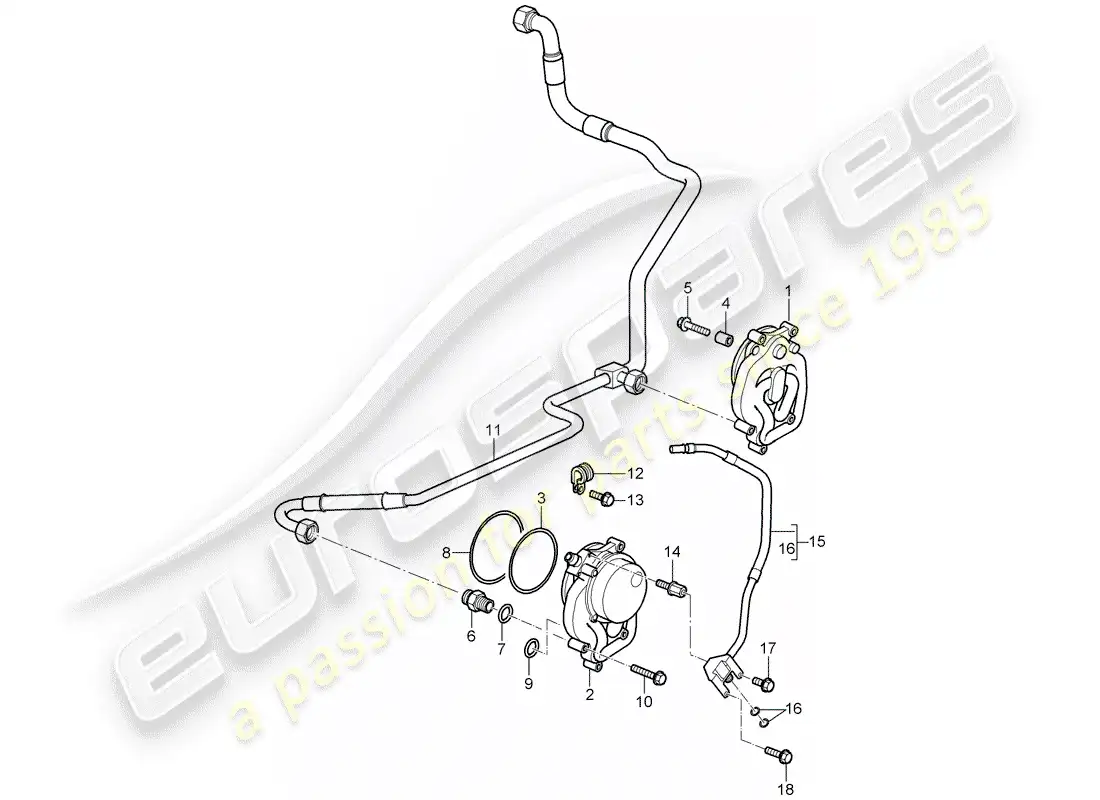 porsche 2011 (997-2 gt3) suministro de petróleo diagrama de piezas