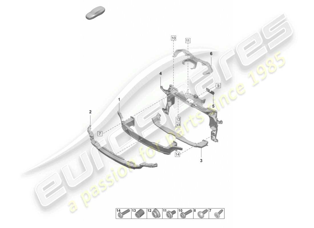 porsche 2022 (panamera 971-2) diagrama de piezas del paquete sport design del portaparachoques delantero