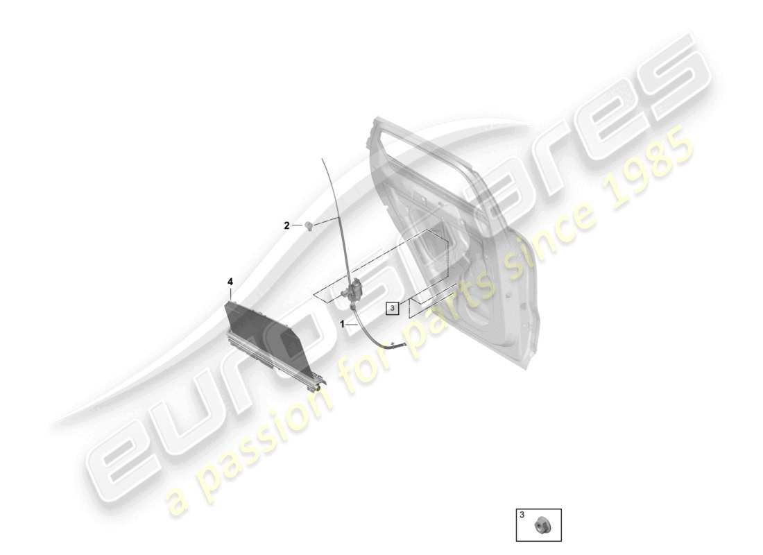 porsche 2024 (cayenne e3 9ya/9yb) diagrama de piezas de la puerta trasera del cupé con persiana enrollable