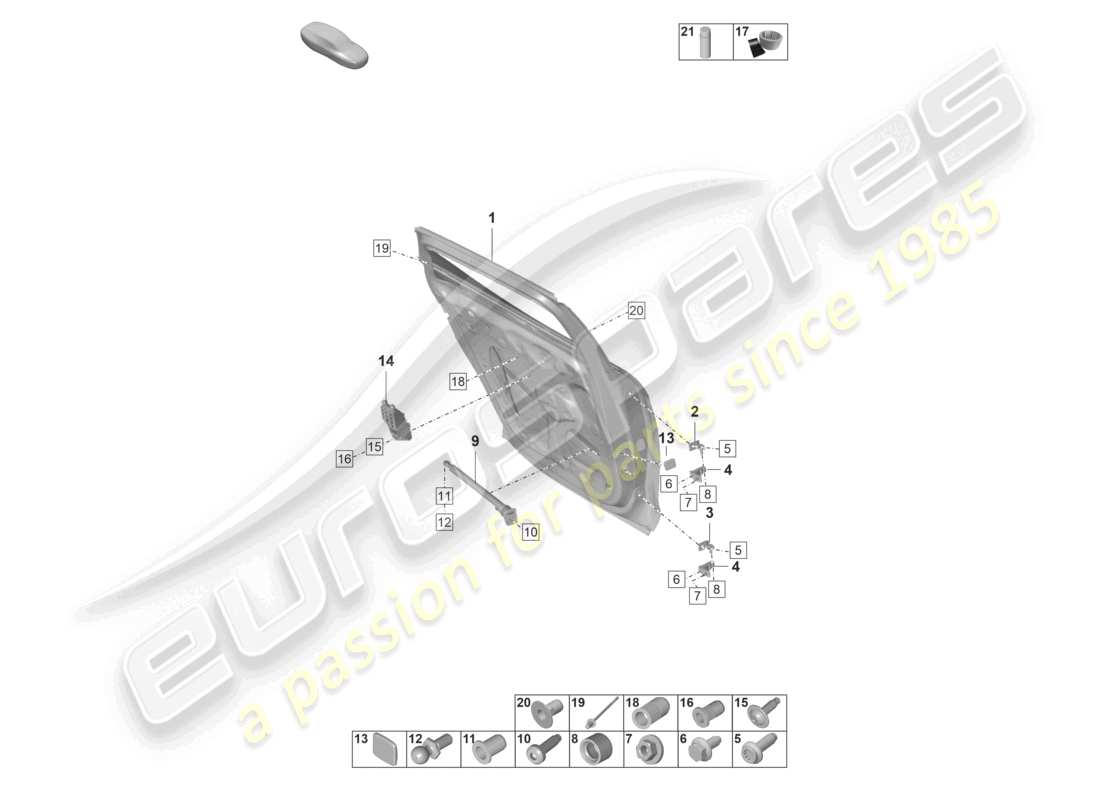porsche 2023 (panamera 971-2) diagrama de piezas de la carcasa de la puerta trasera