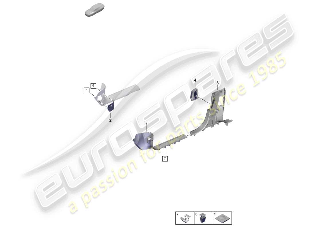 porsche 2024 (panamera 976) diagrama de piezas de la cubierta frontal de la banda de rodadura