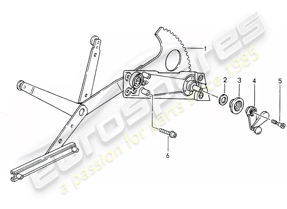 porsche 1998 (993) regulador de elevalunas - manualmente diagrama de piezas