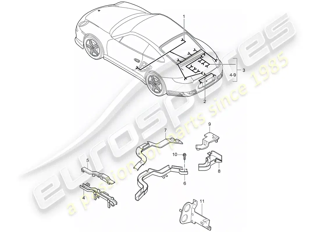porsche 2008 (997-1 turbo / gt2) arneses de cableado diagrama de piezas