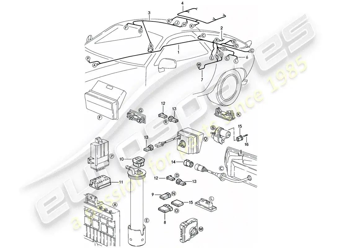porsche 1984 (928) arnés - extremo trasero diagrama de piezas