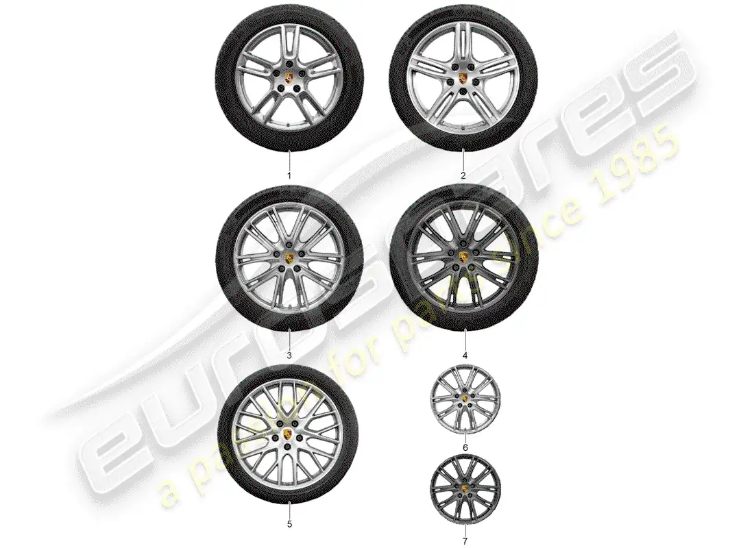 porsche 2016 (tequipment panamera) rueda de disco 'alum' con invierno diagrama de piezas