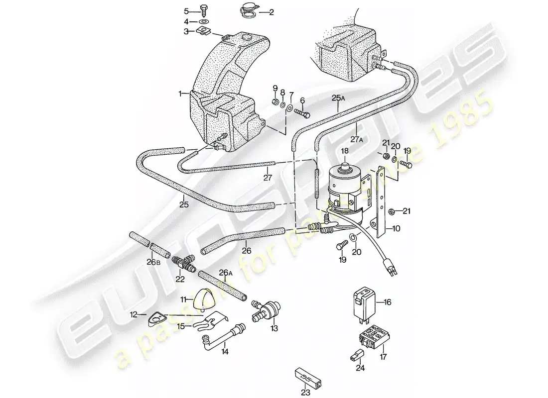 porsche 1976 (924) sistema arandela - d >> - mj 1978 diagrama de piezas