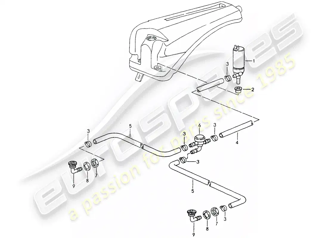 porsche 1991 (964) sistema arandela diagrama de piezas