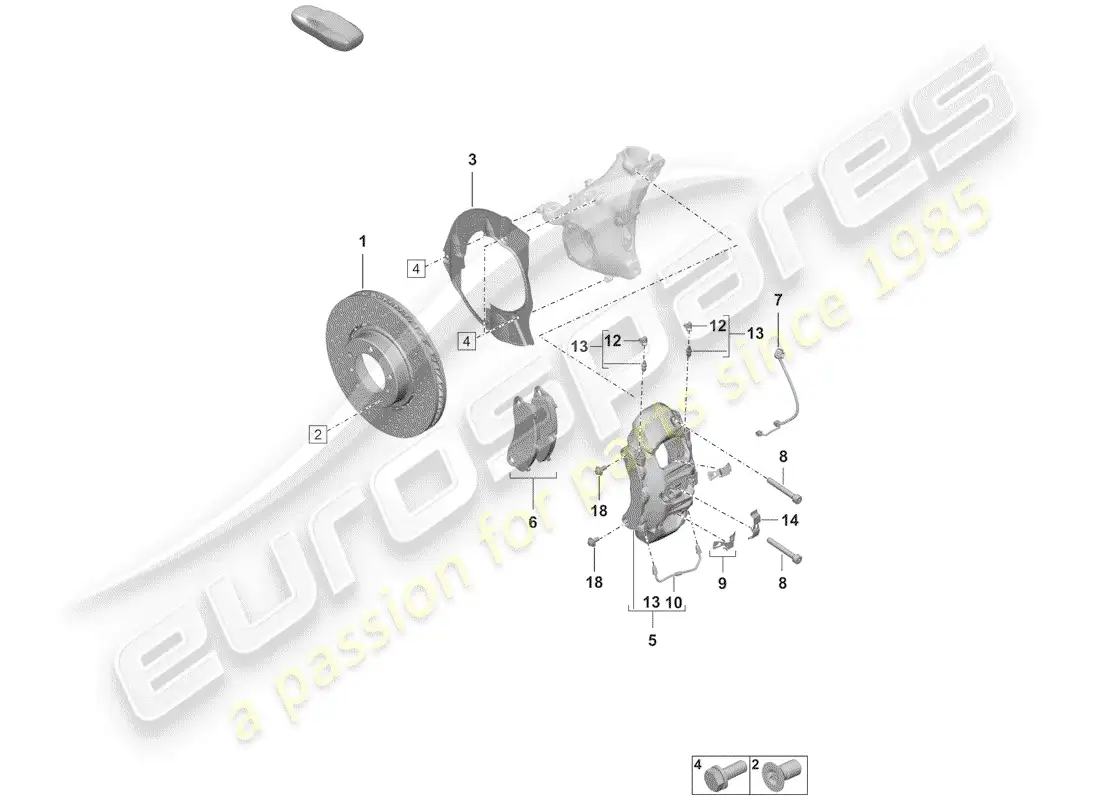 porsche 2019 (992-1) frenos de disco diagrama de piezas
