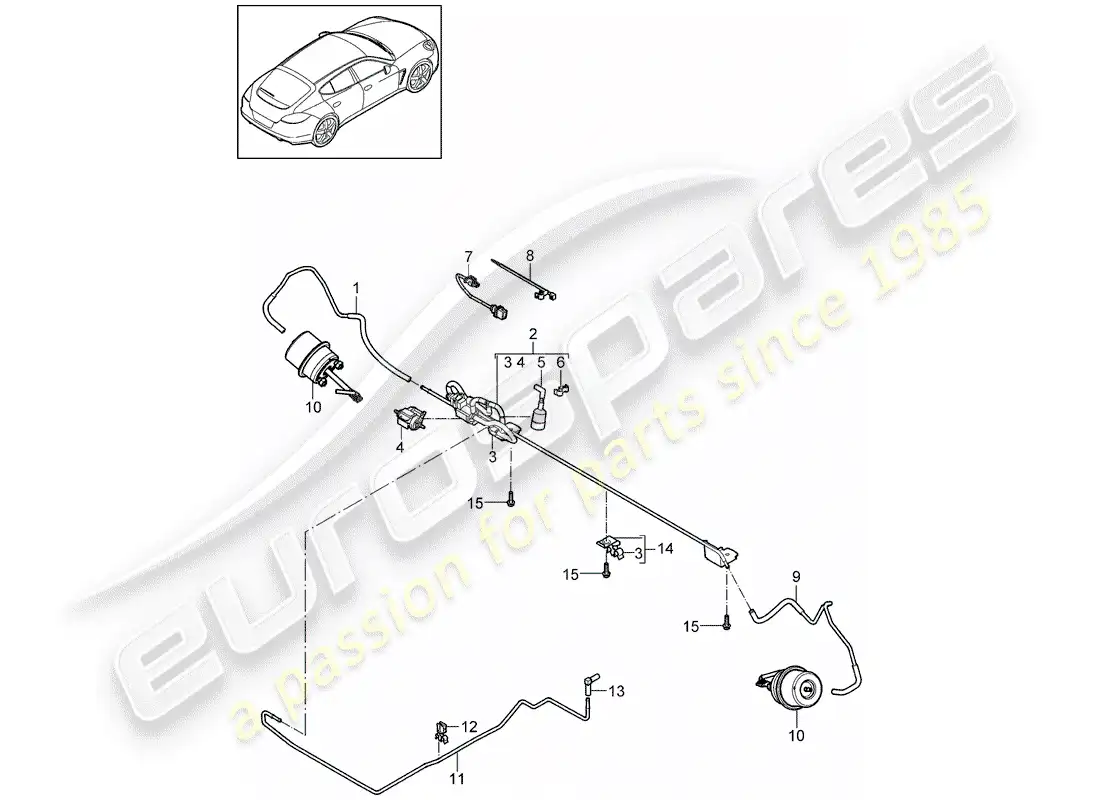 porsche 2016 (panamera 970) sistema de escape diagrama de piezas