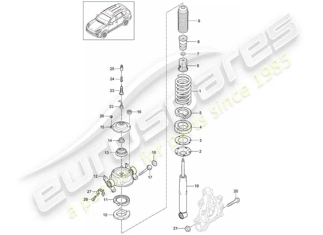 porsche 2017 (cayenne e2 92a) suspensión diagrama de piezas
