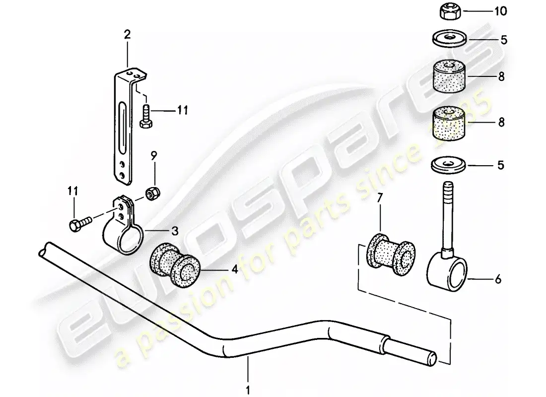 porsche 1986 (944) estabilizador diagrama de piezas