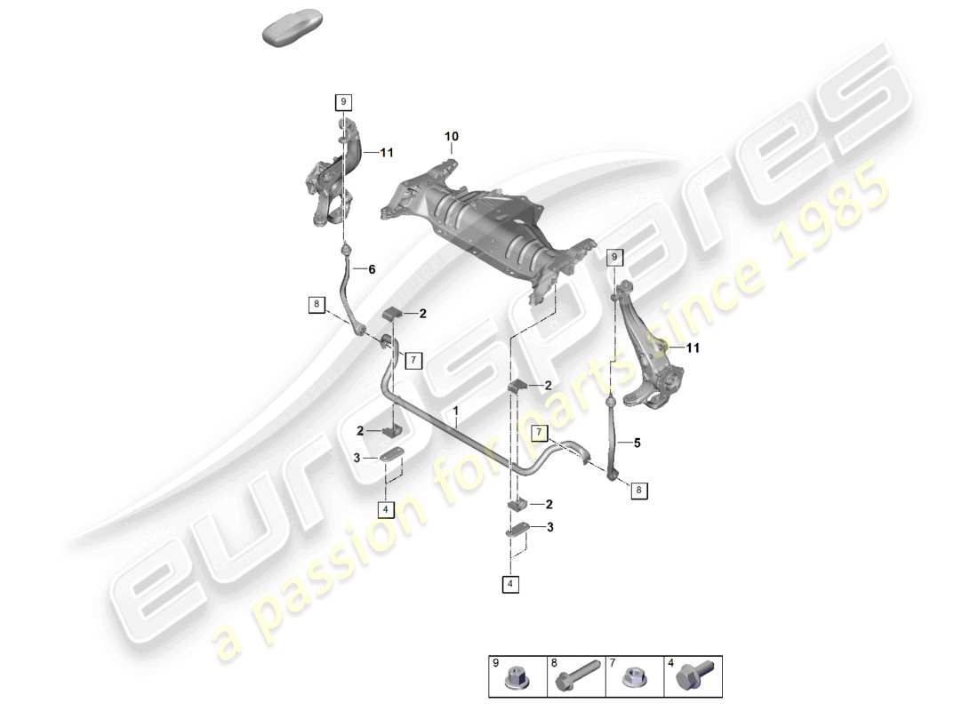 porsche 2025 (panamera 976) diagrama de piezas de la barra estabilizadora