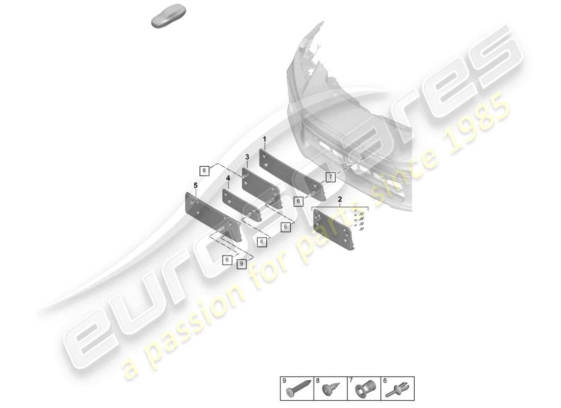porsche 2024 (panamera 976) portamatrícula diagrama de piezas