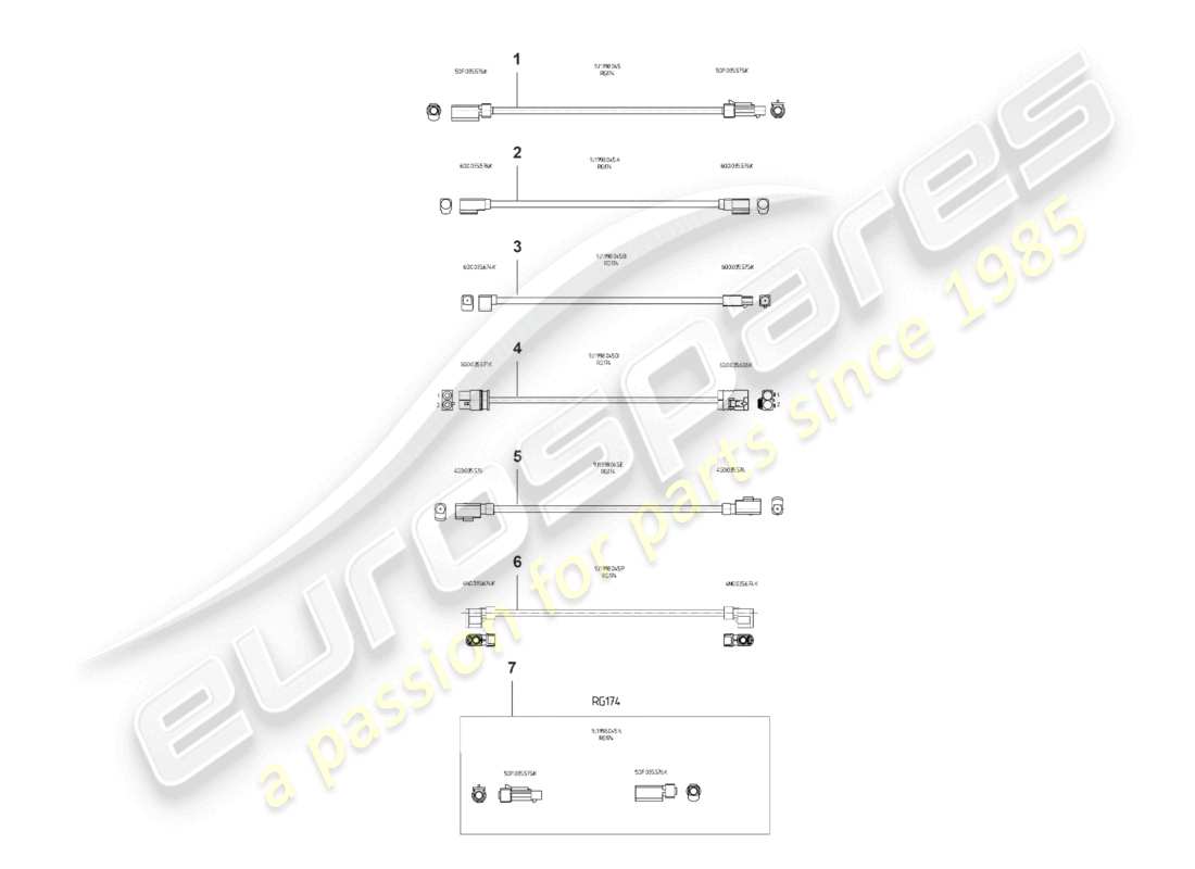porsche 2024 (panamera 976) diagrama de piezas del juego de reparación para cables aéreos rg174