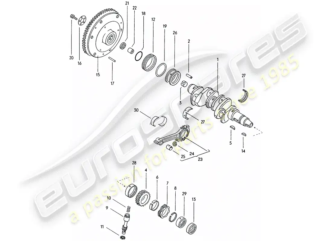 porsche 1974 (914) cigüeñal diagrama de piezas