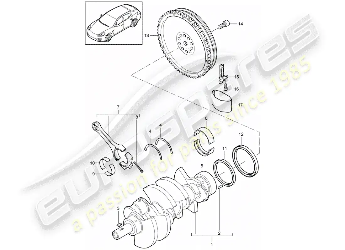 porsche 2016 (panamera 970) cigüeñal diagrama de piezas
