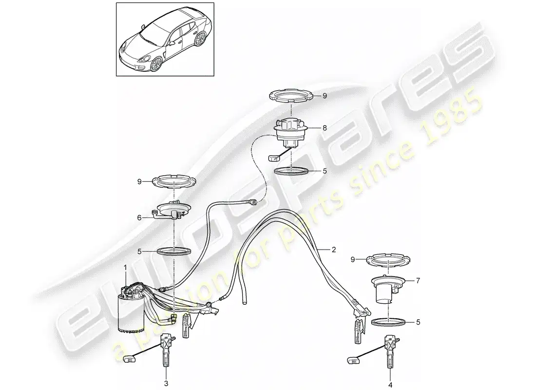 porsche 2013 (panamera 970) depósito de combustible diagrama de piezas
