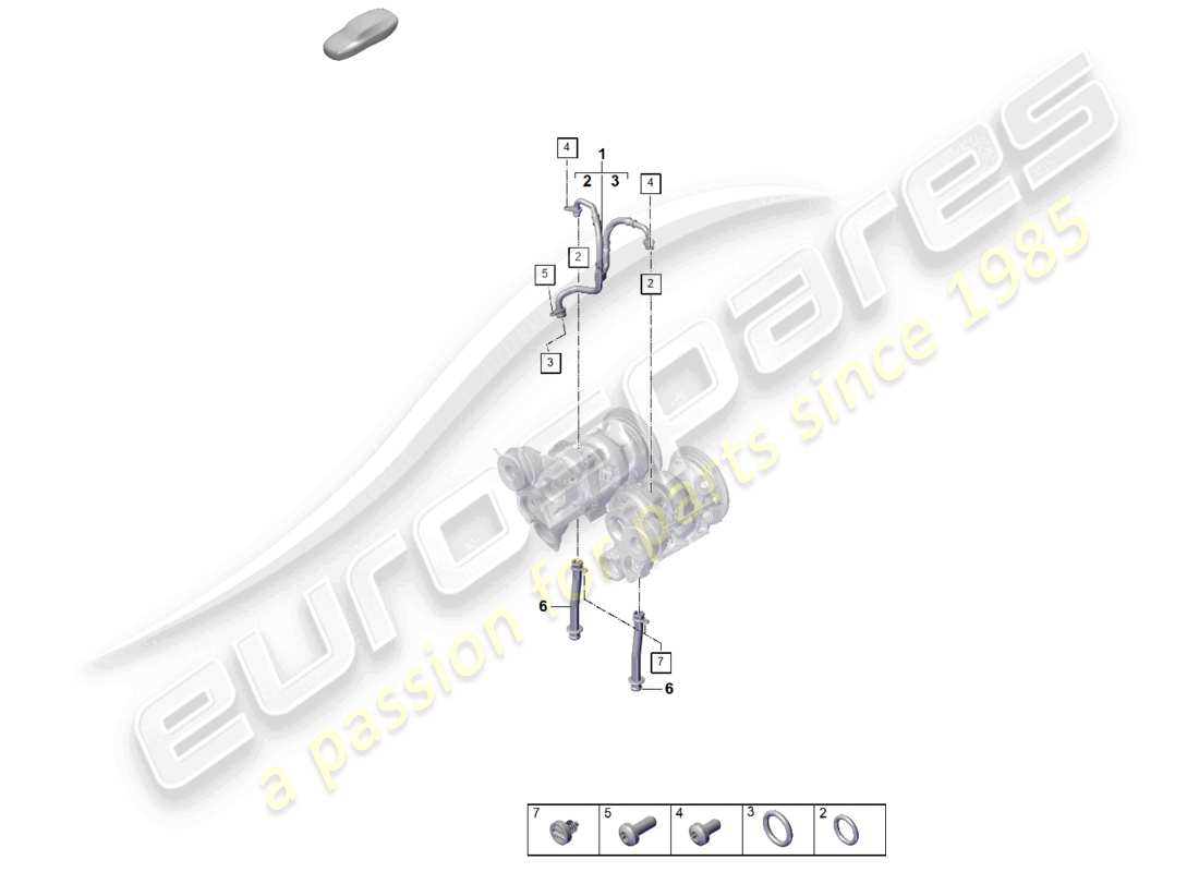 porsche 2024 (panamera 976) diagrama de piezas de la línea de presión de aceite del turbocompresor de gases de escape