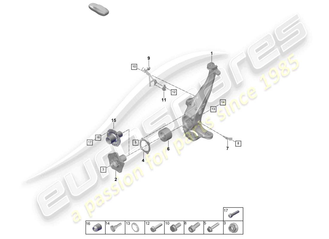 porsche 2026 (panamera 976) diagrama de piezas del cubo de la rueda del soporte de la rueda de montaje giratorio