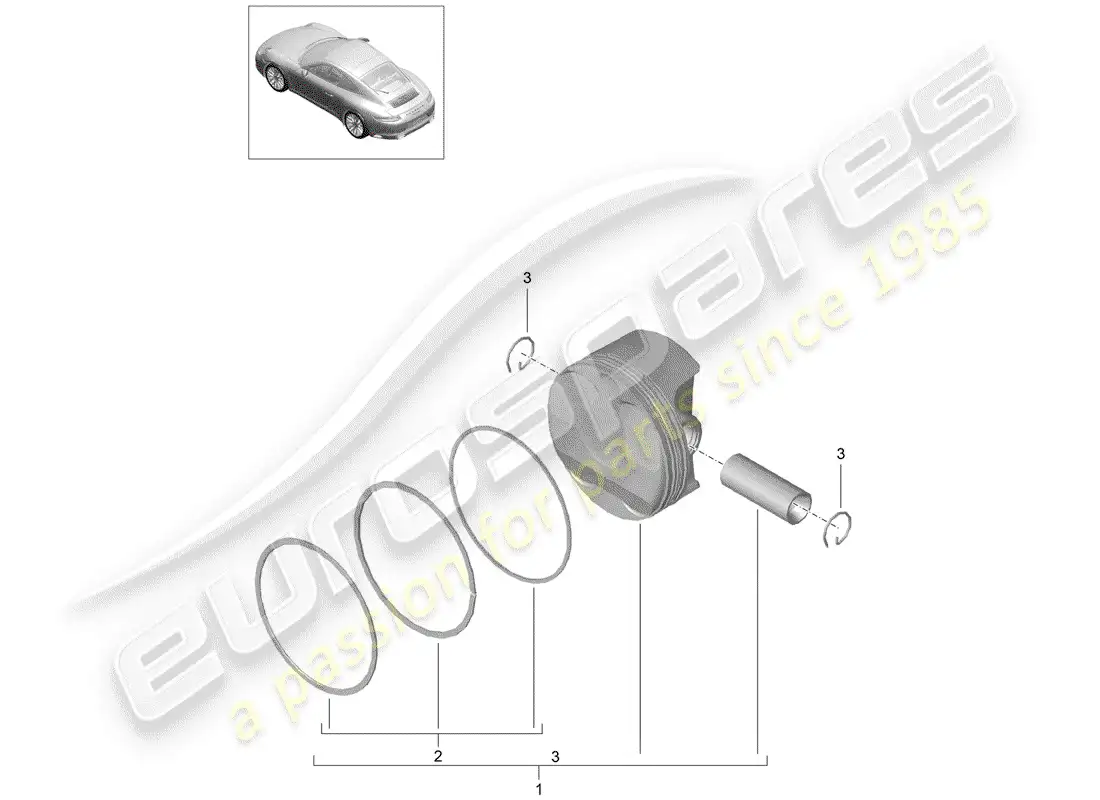 porsche 2019 (991-2) pistón diagrama de piezas