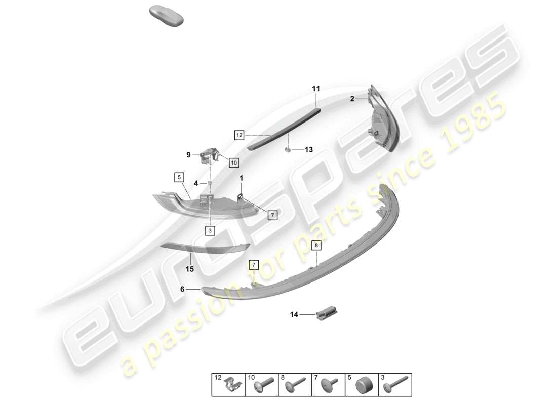 porsche 2021 (992-1 turbo / s) luz trasera luz de freno adicional luz de matrícula diagrama de piezas