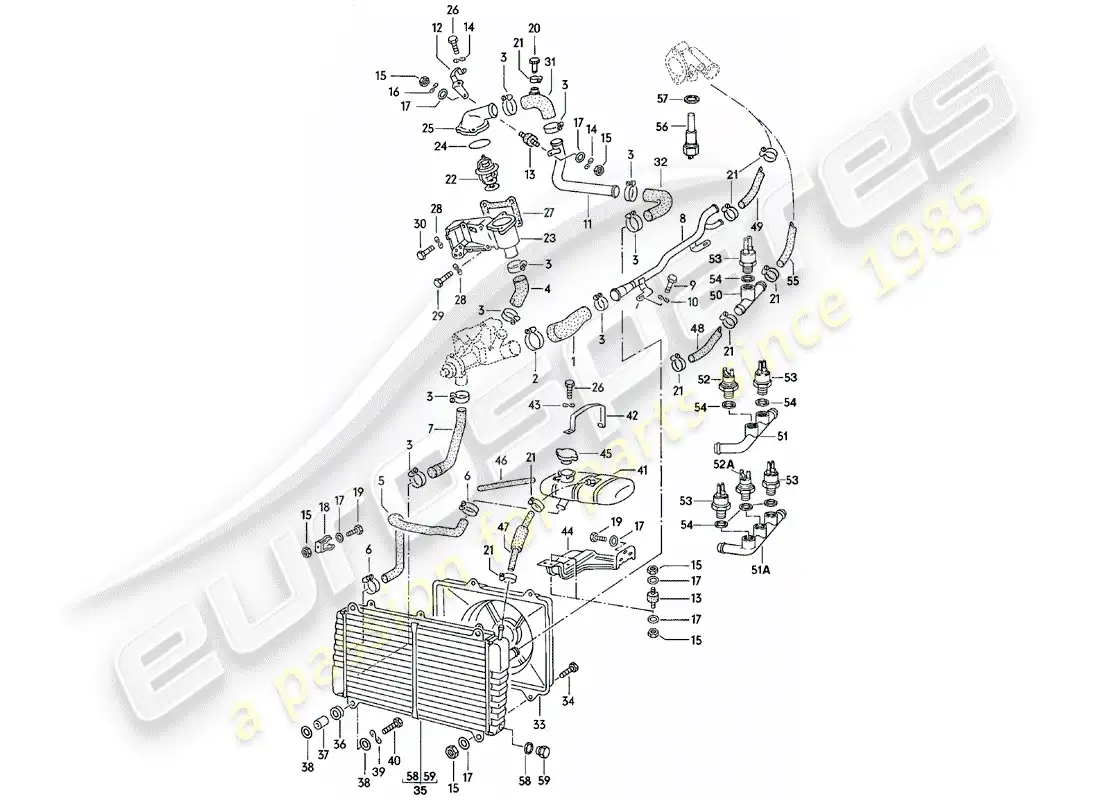 porsche 1983 (924) water cooling diagrama de piezas