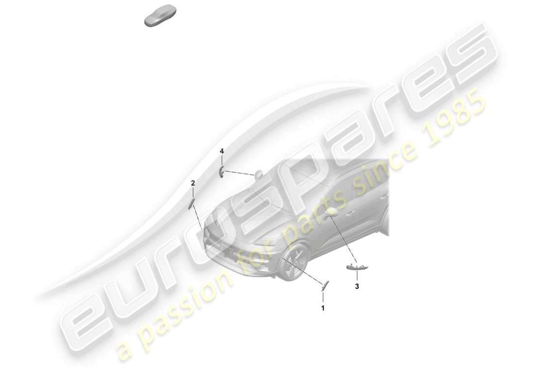 porsche 2024 (macan-e) diagrama de piezas de la luz de posición lateral