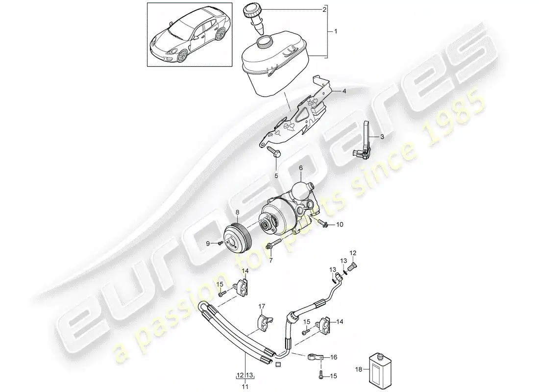 porsche 2012 (panamera 970) dirección asistida diagrama de piezas