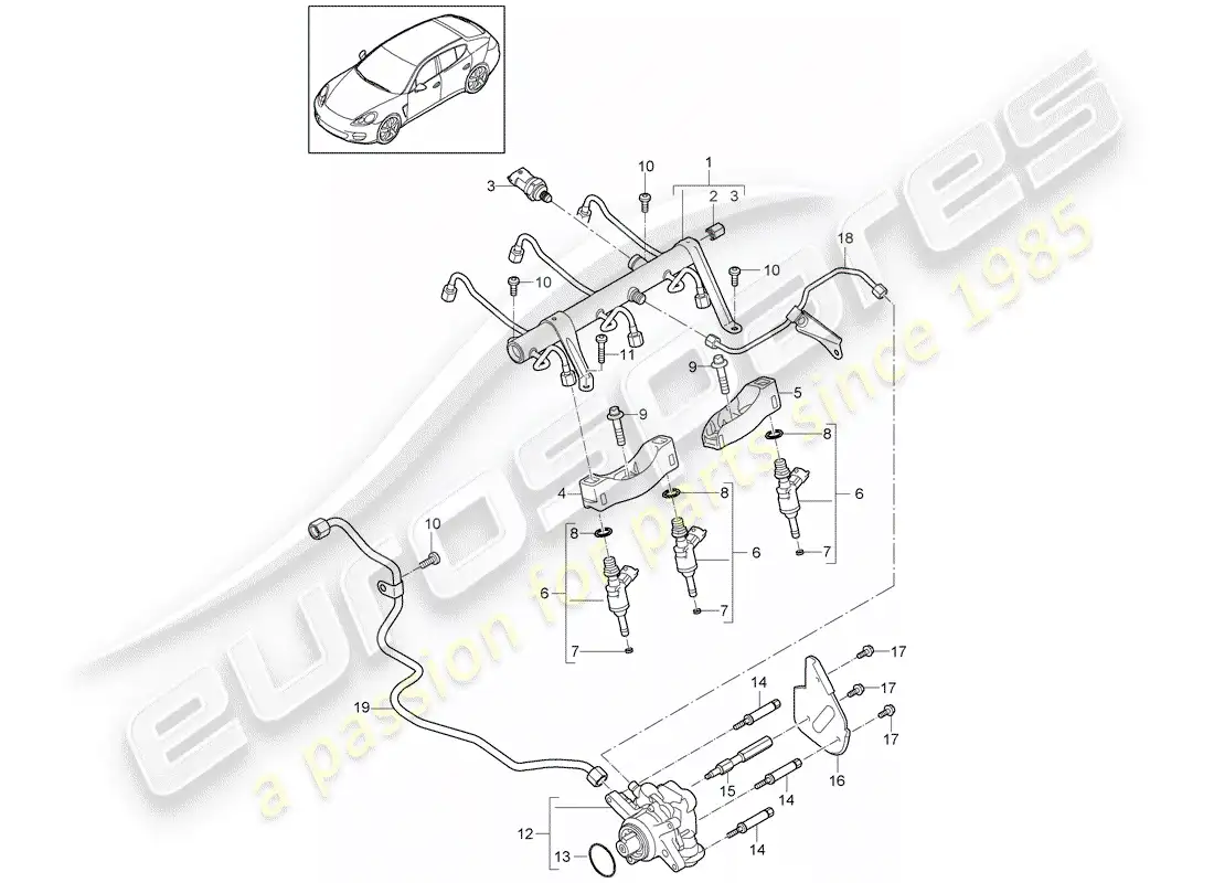 porsche 2016 (panamera 970) tubo de recogida de combustible diagrama de piezas