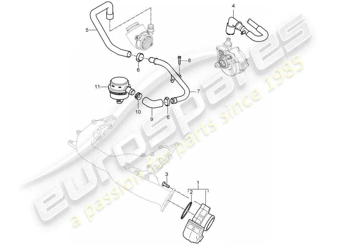 porsche 2008 (cayenne e1 9pa) cuerpo del acelerador diagrama de piezas