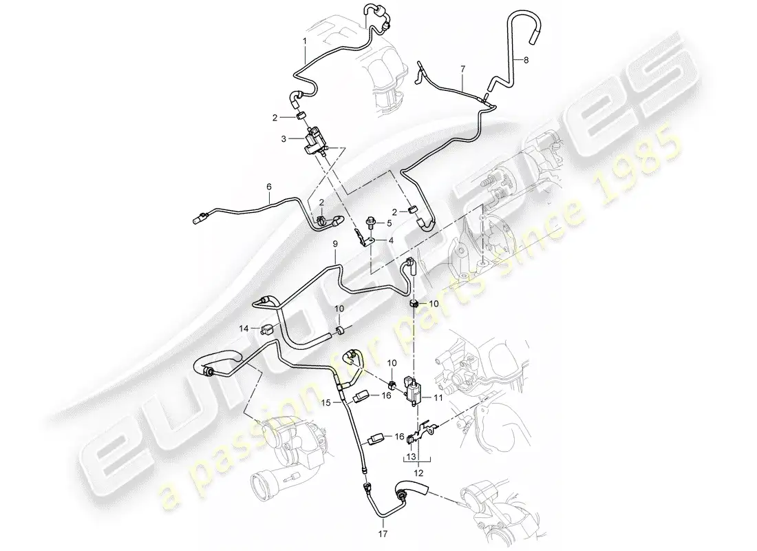 porsche 2008 (cayenne e1 9pa) línea de control diagrama de piezas