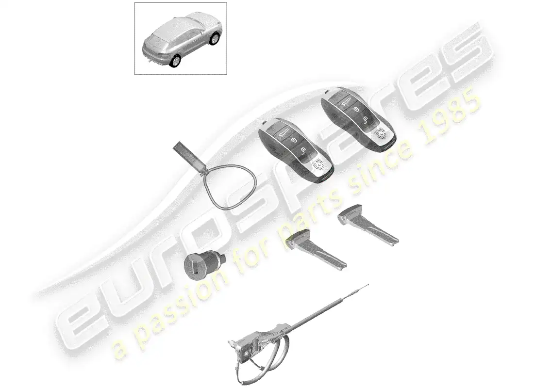 porsche 2015 (macan) 1 juego de cilindros de cerradura con diagrama de piezas