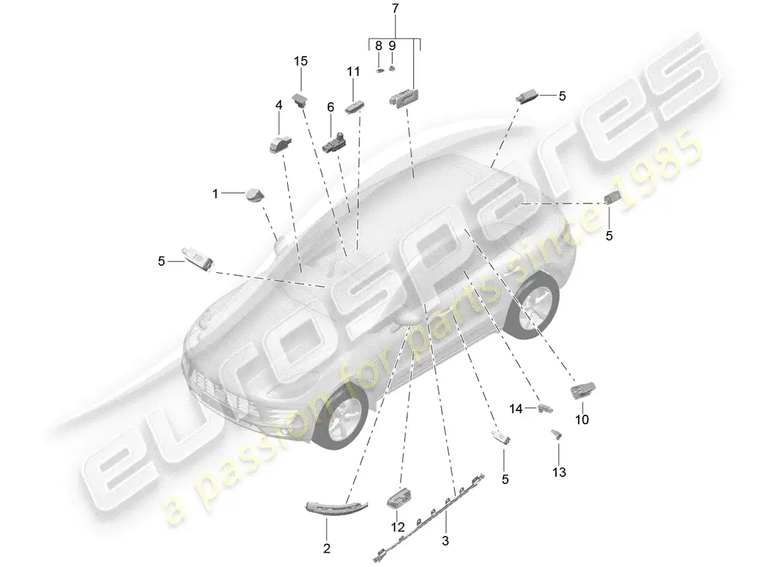 porsche 2016 (macan) luz interior diagrama de piezas