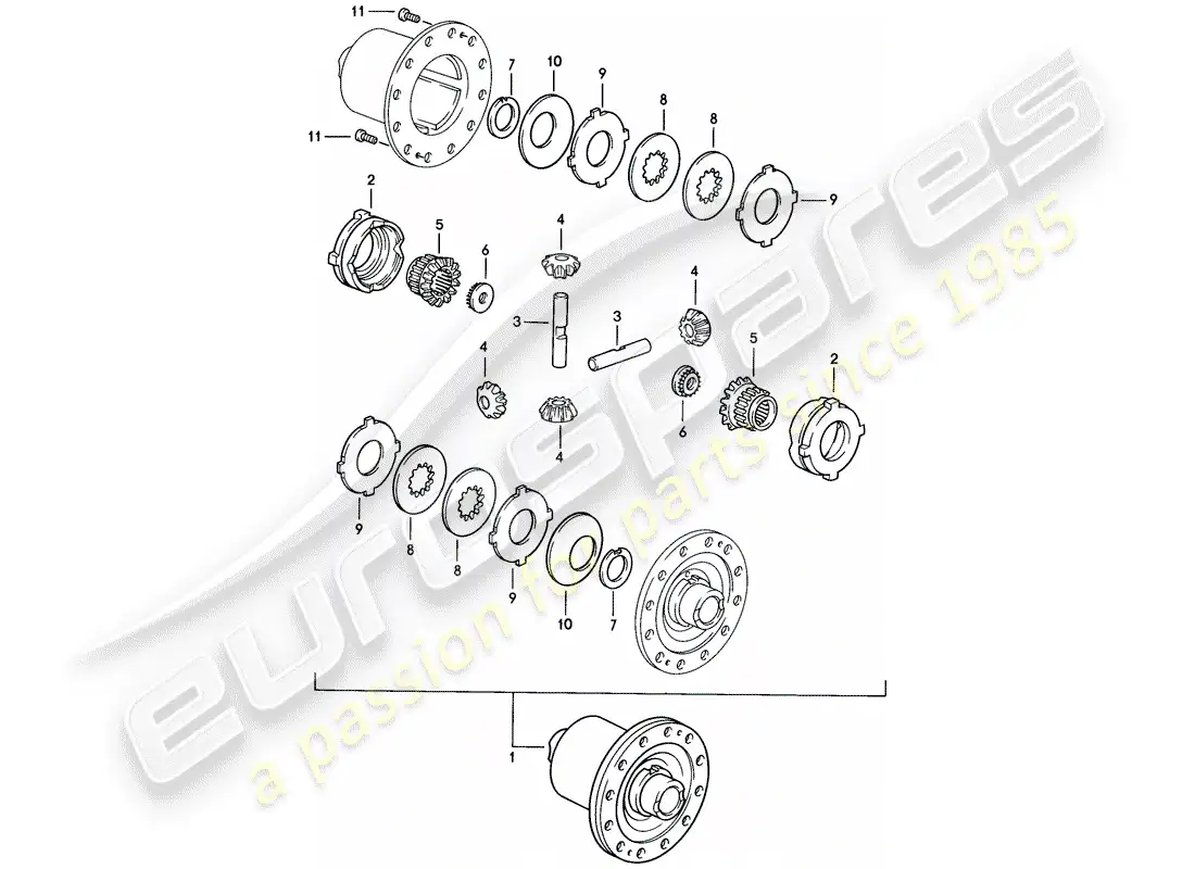 porsche 1984 (928) transmisión automática - diferencial de deslizamiento limitado diagrama de piezas