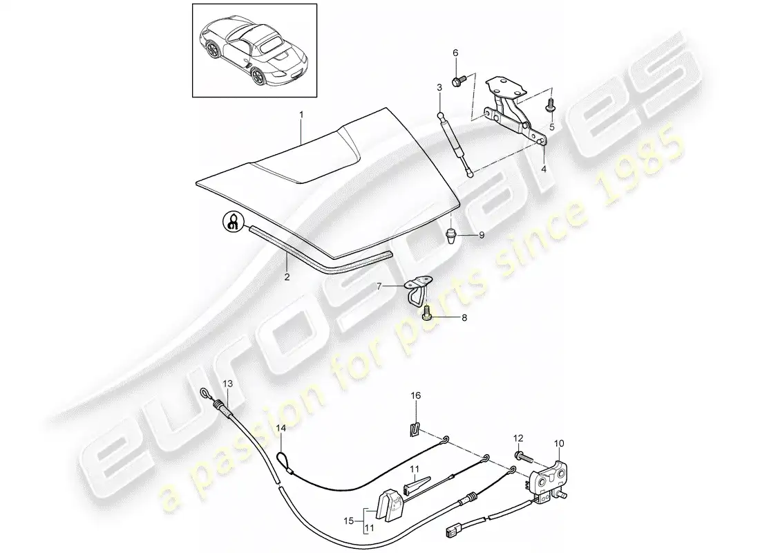 porsche 2012 (987 boxster) cubrir diagrama de piezas